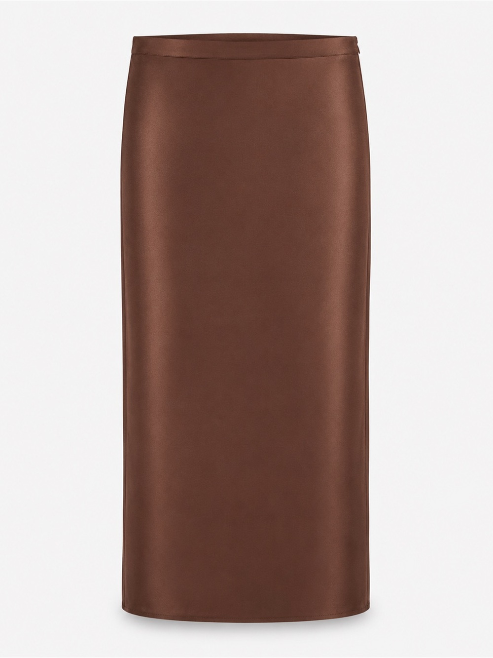 Women’s Brown Midi Pencil Skirt Satin 100% Silk NWT